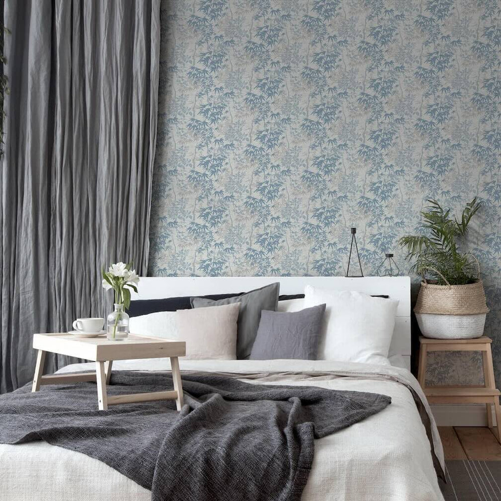  - Arthouse Orient Tree Chalk Blue Grey Wallpaper - 924407 - Decor Warehouse