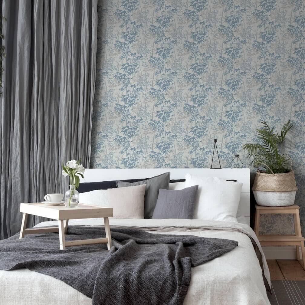 - Arthouse Orient Tree Chalk Blue Grey Wallpaper - 924407 - Decor Warehouse