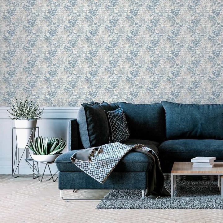  - Arthouse Orient Tree Chalk Blue Grey Wallpaper - 924407 - Decor Warehouse