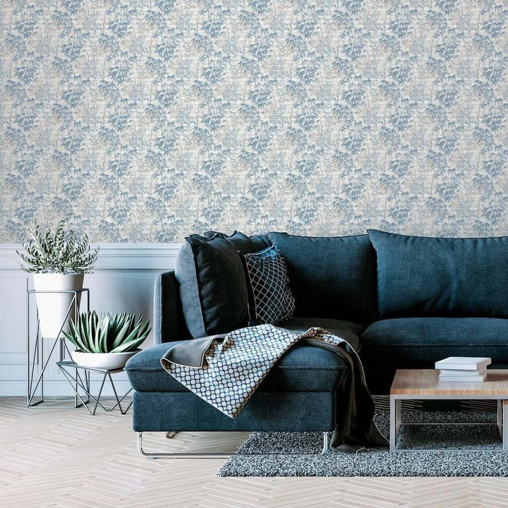 Arthouse Orient Tree Chalk Blue Grey Wallpaper - 924407
