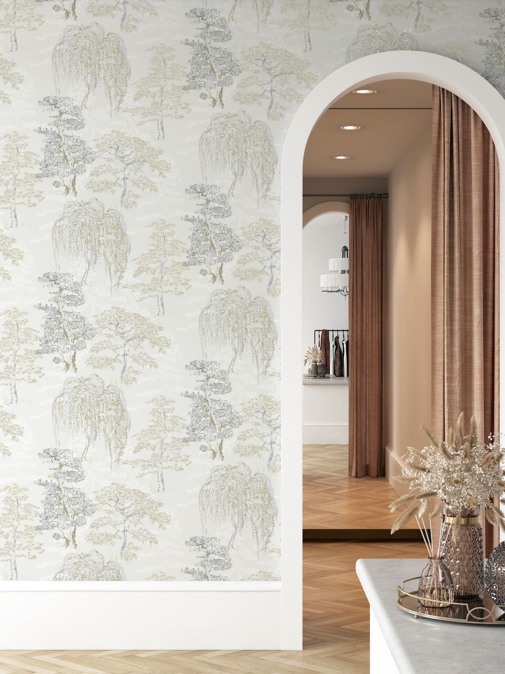 Arthouse Oriental Garden Natural Wallpaper - 909605