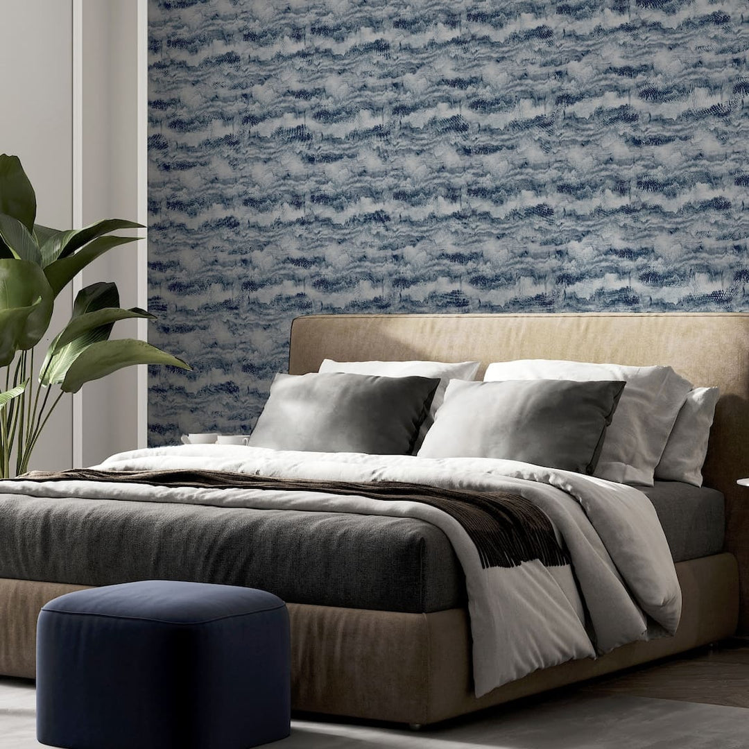 921606 - Arthouse - Arthouse Painted Canvas Navy Wallpaper - Decor Warehouse