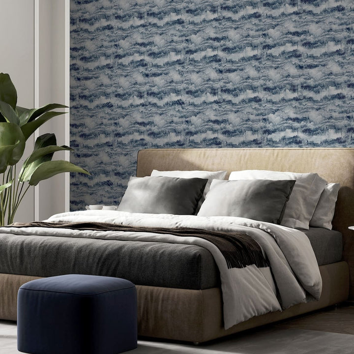 921606 - Arthouse - Arthouse Painted Canvas Navy Wallpaper - Decor Warehouse