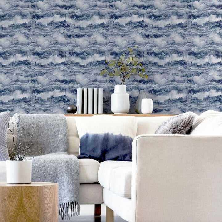 921606 - Arthouse - Arthouse Painted Canvas Navy Wallpaper - Decor Warehouse