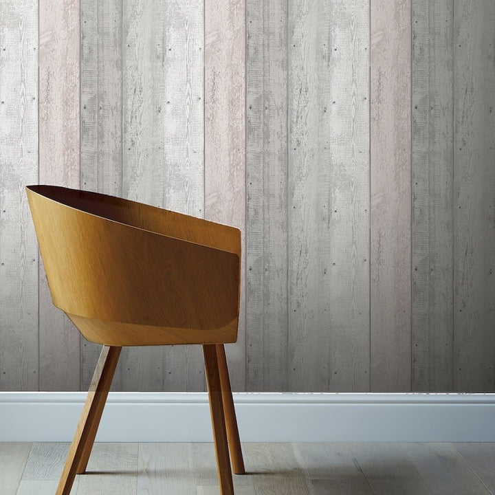  - Arthouse Painted Wood Pink and Grey Wallpaper - 902809 - Decor Warehouse