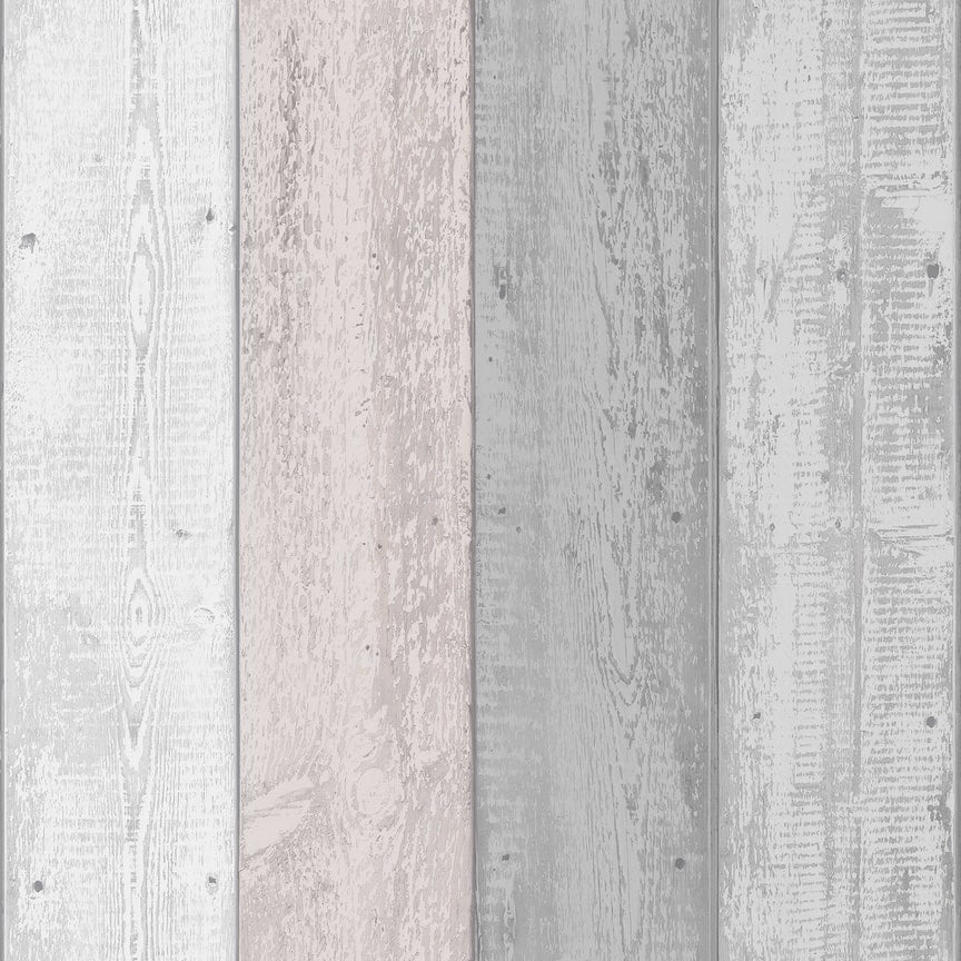  - Arthouse Painted Wood Pink and Grey Wallpaper - 902809 - Decor Warehouse