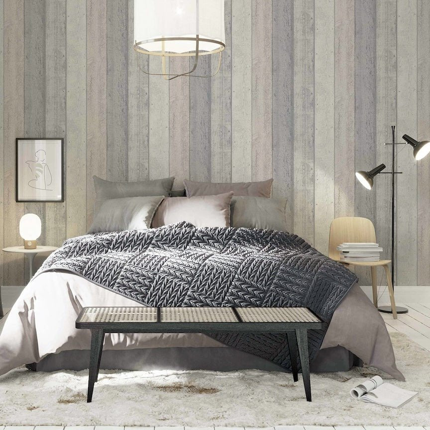  - Arthouse Painted Wood Pink and Grey Wallpaper - 902809 - Decor Warehouse