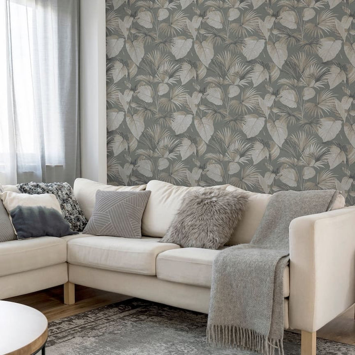  - Arthouse Palm Grove Grey Wallpaper - 298606 - Decor Warehouse
