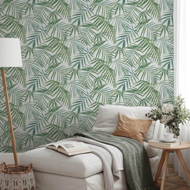 923909 - Arthouse - Arthouse Palm Leaves Green Wallpaper - Decor Warehouse