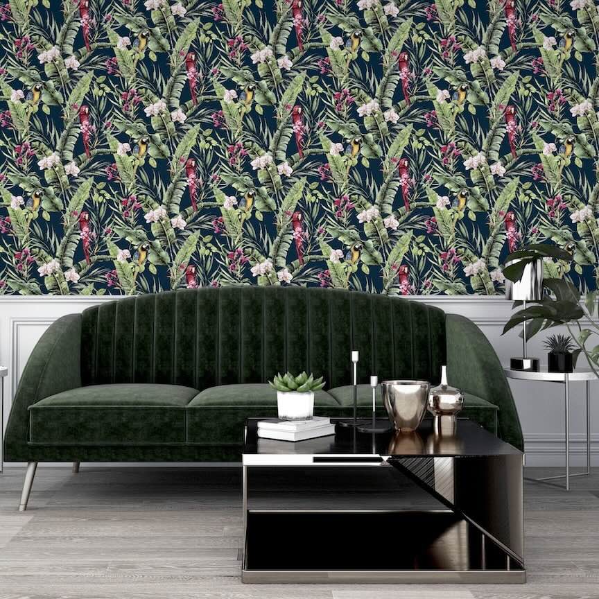  - Arthouse Pretty Polly Navy Multi Wallpaper - 297106 - Decor Warehouse