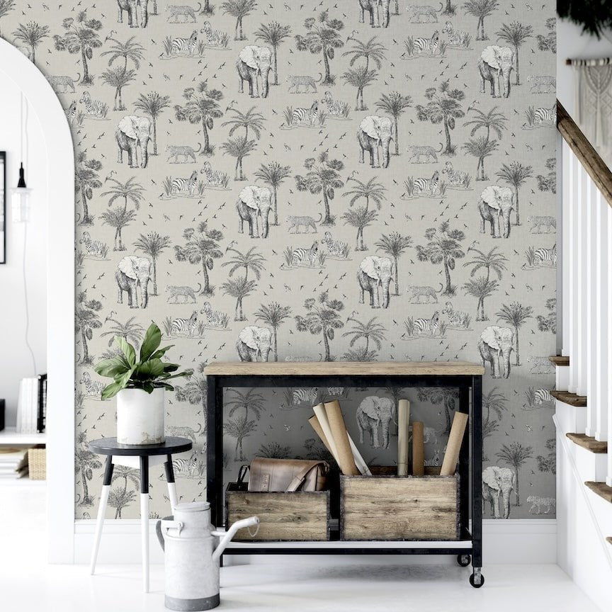 - Arthouse Safari Lagoon Grey Wallpaper - 908902 - Decor Warehouse