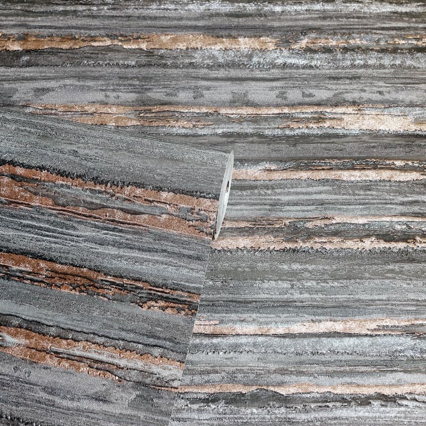  - Arthouse Sahara Charcoal/Rose Gold Wallpaper - 297704 - Decor Warehouse
