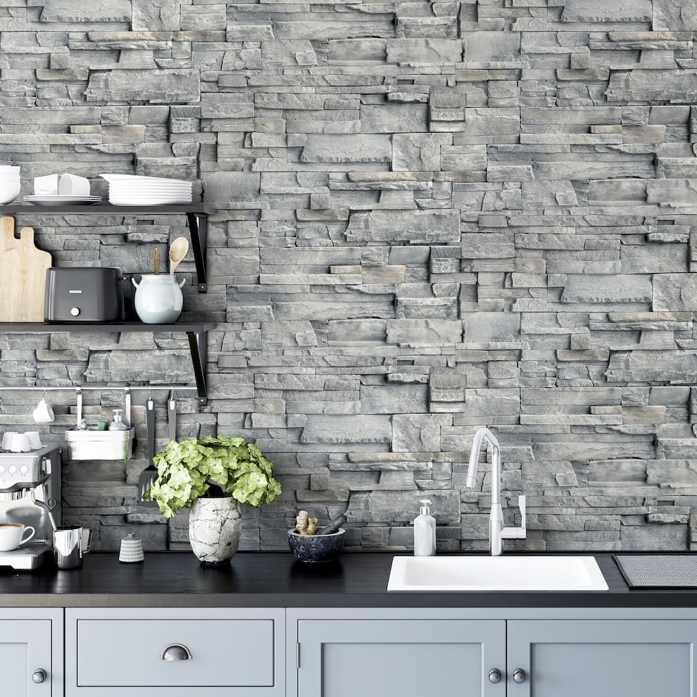 Arthouse Slate Wall Grey Wallpaper - 909704