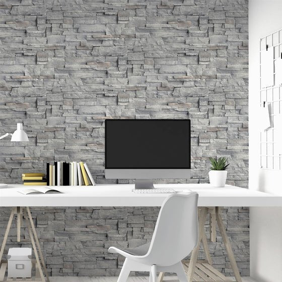 909704 - Arthouse - Arthouse Slate wall Grey Wallpaper - Decor Warehouse
