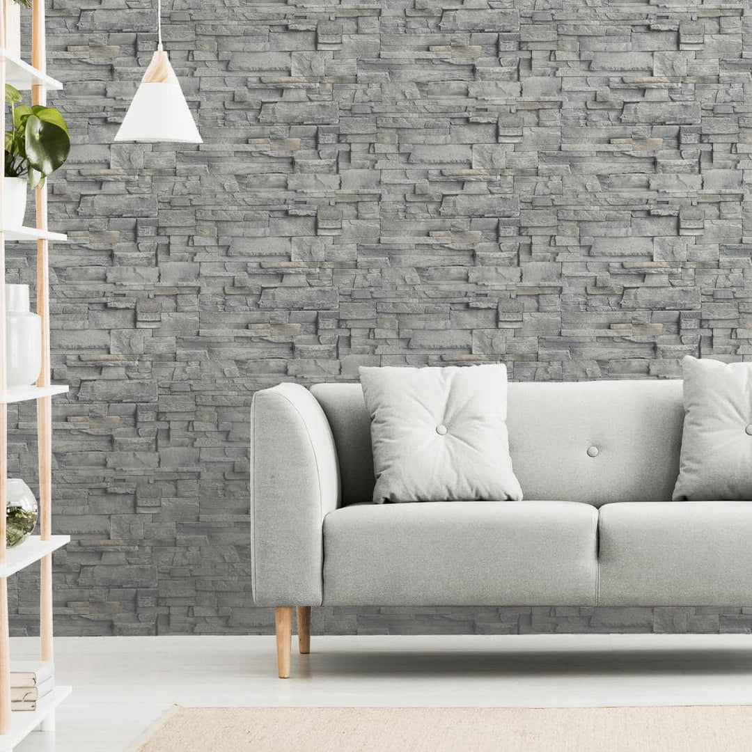 909704 - Arthouse - Arthouse Slate wall Grey Wallpaper - Decor Warehouse