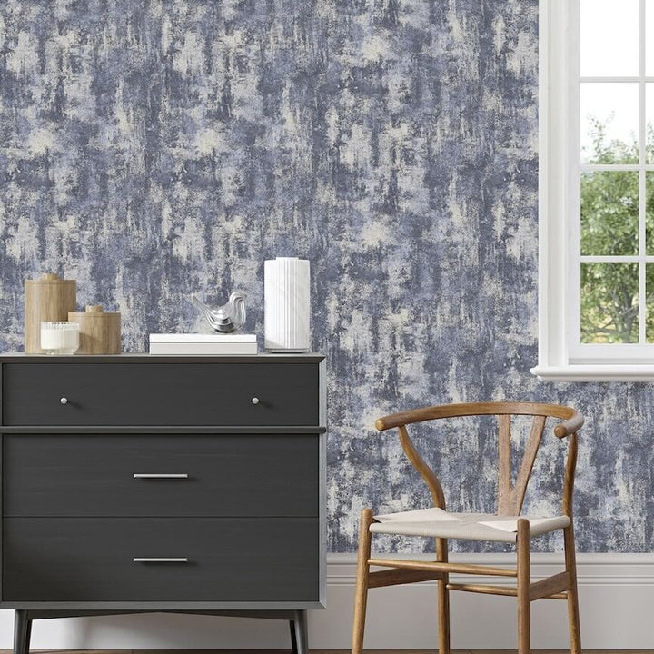  - Arthouse Stone Textures Navy/Silver Wallpaper - 902108 - Decor Warehouse