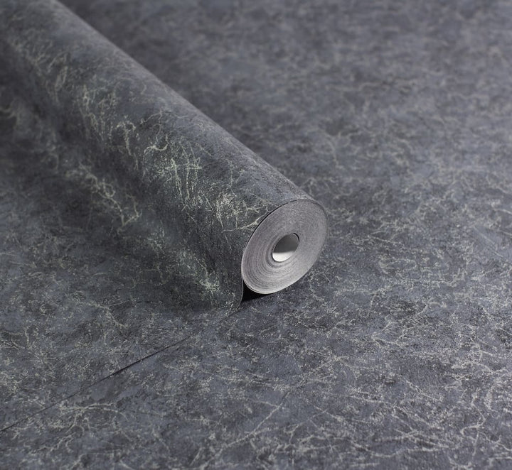 Arthouse Textured Marble Navy / Silver Wallpaper - 100100AH