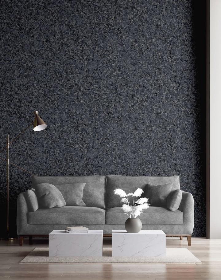 Arthouse Textured Marble Navy / Silver Wallpaper - 100100AH
