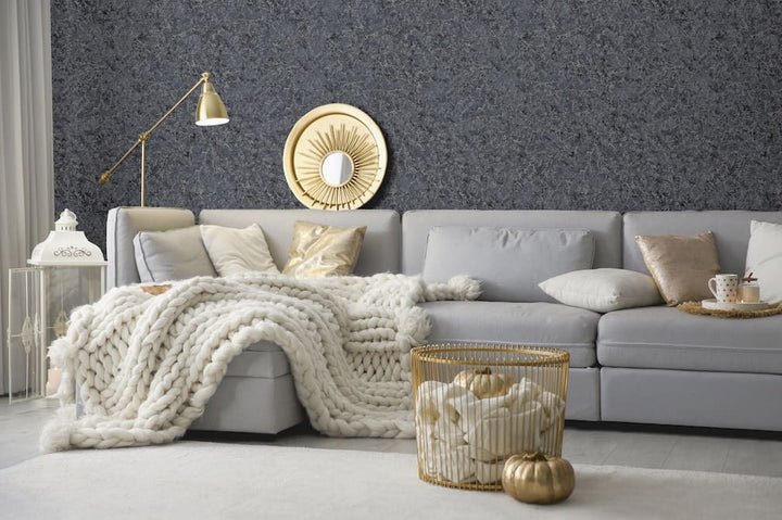Arthouse Textured Marble Navy / Silver Wallpaper - 100100AH