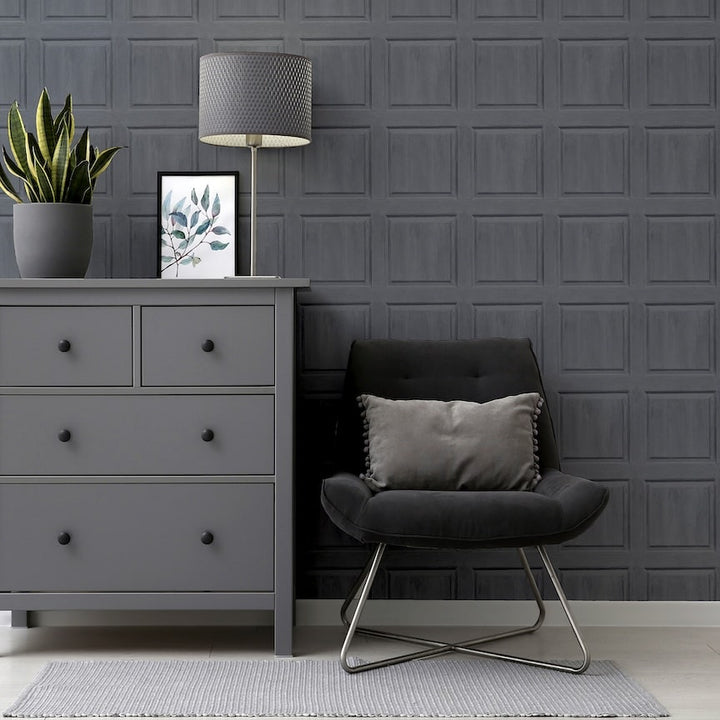  - Arthouse Washed Panel Charcoal Wallpaper - 909600 - Decor Warehouse