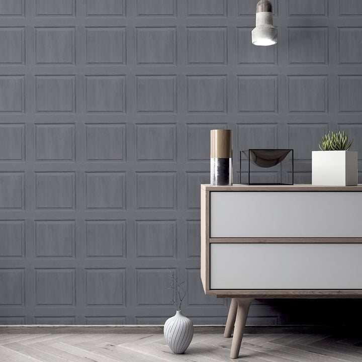  - Arthouse Washed Panel Charcoal Wallpaper - 909600 - Decor Warehouse