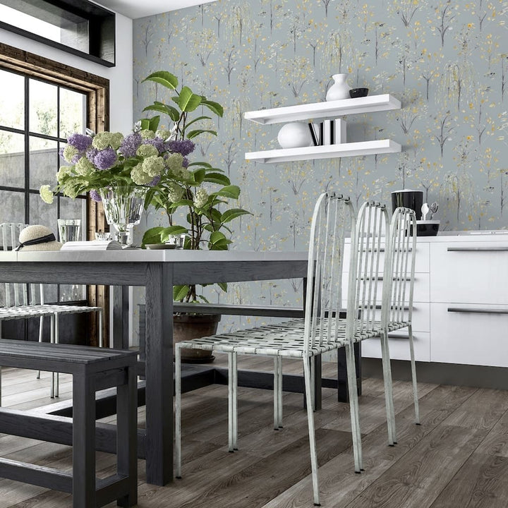 Arthouse Watercolour Tree Grey/Ochre Wallpaper - 909503