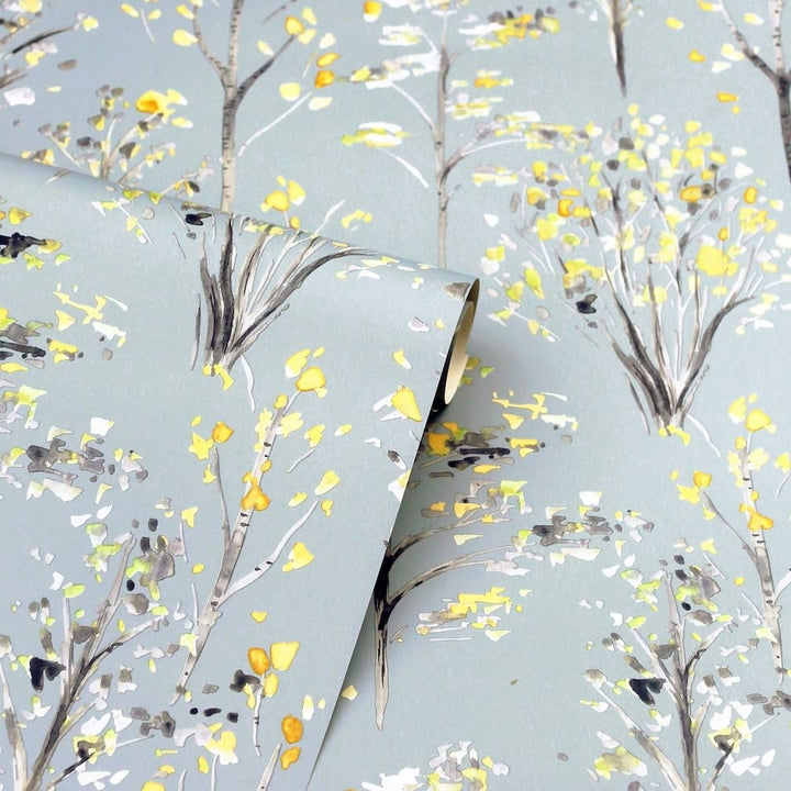 Arthouse Watercolour Tree Grey/Ochre Wallpaper - 909503