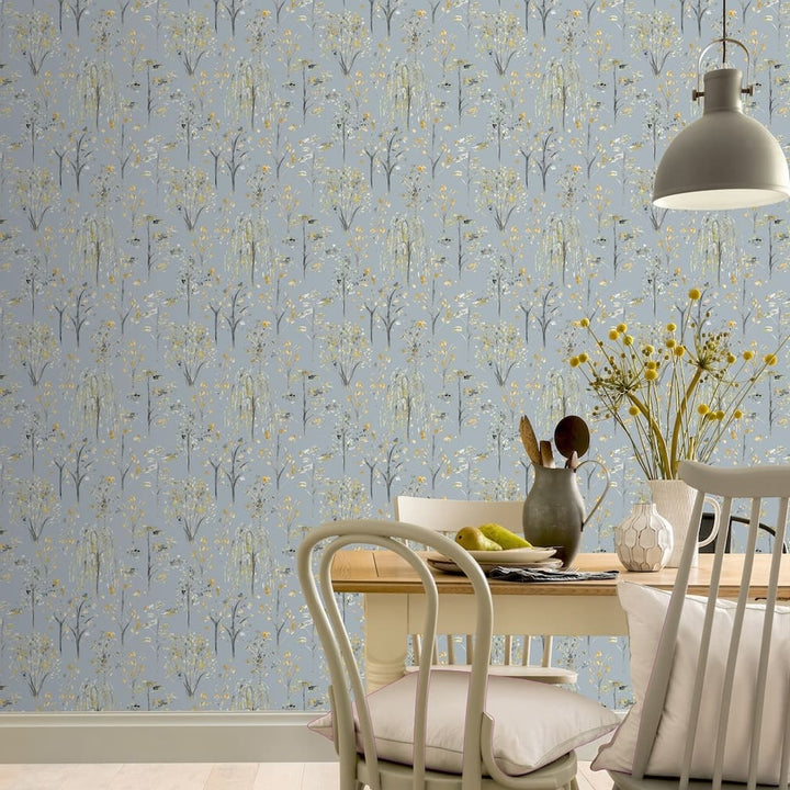 Arthouse Watercolour Tree Grey/Ochre Wallpaper - 909503
