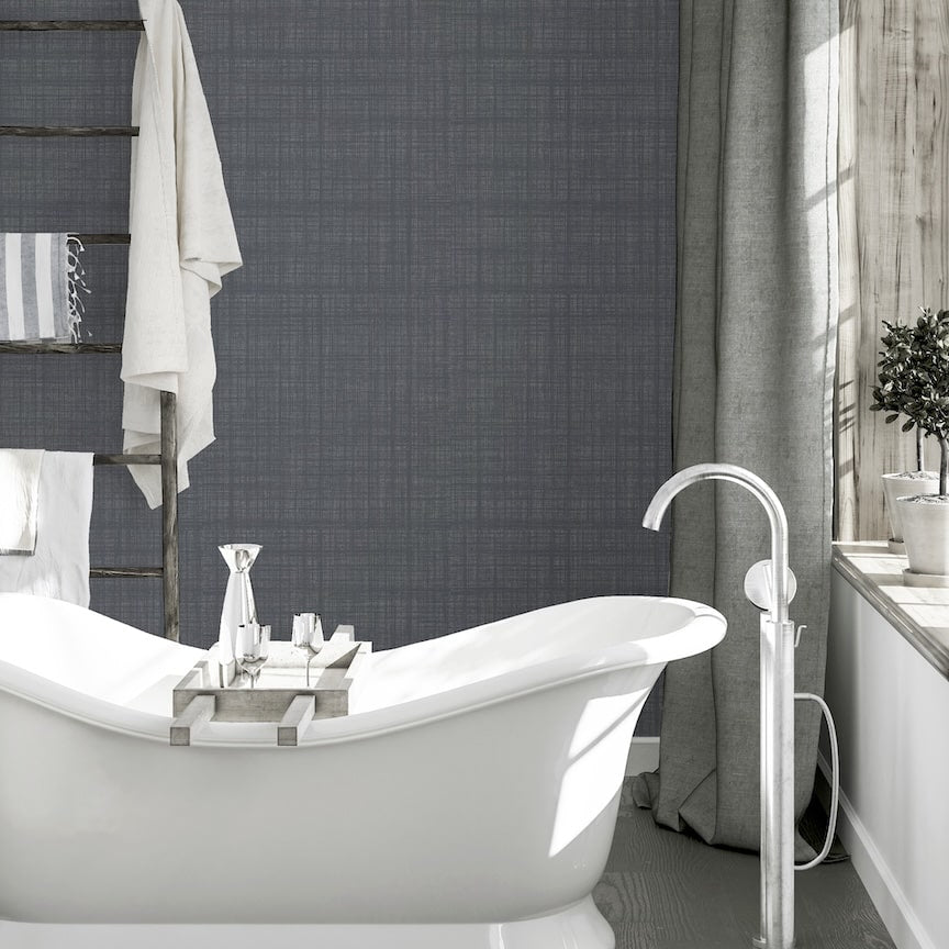  - Arthouse Weave Texture Dark Grey Wallpaper - 946006 - Decor Warehouse