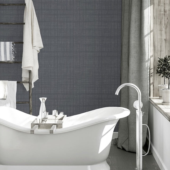  - Arthouse Weave Texture Dark Grey Wallpaper - 946006 - Decor Warehouse