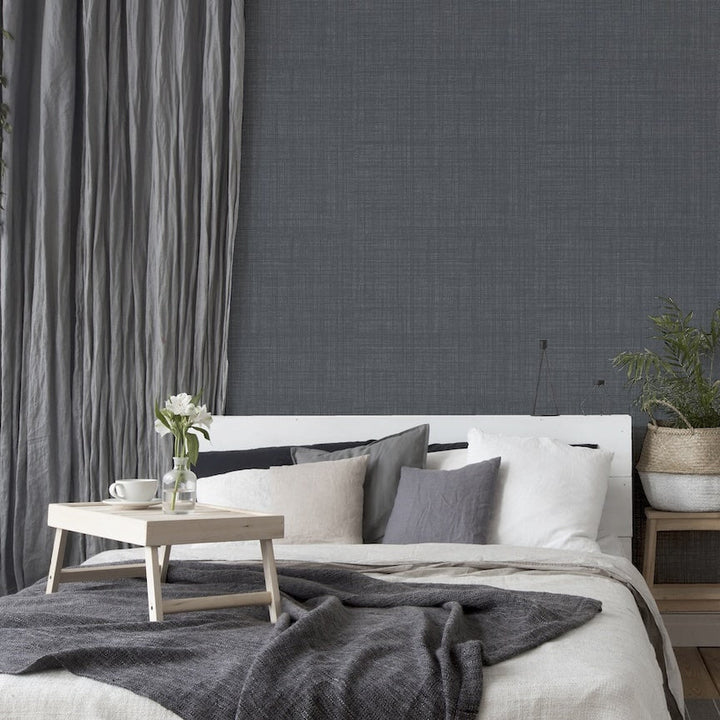  - Arthouse Weave Texture Dark Grey Wallpaper - 946006 - Decor Warehouse