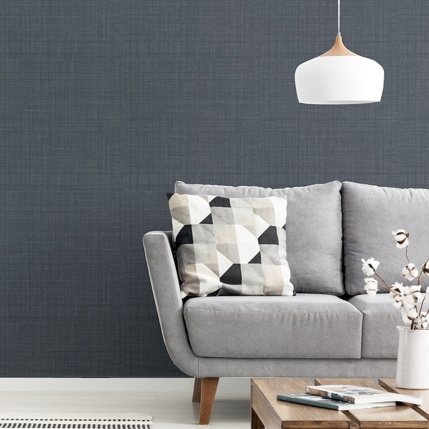  - Arthouse Weave Texture Dark Grey Wallpaper - 946006 - Decor Warehouse