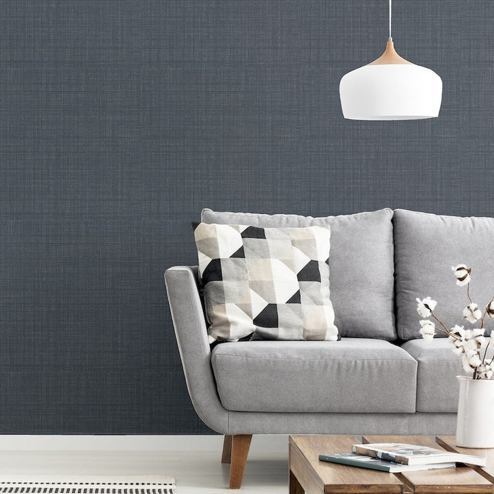  - Arthouse Weave Texture Dark Grey Wallpaper - 946006 - Decor Warehouse