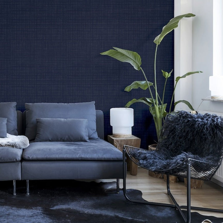  - Arthouse Weave Texture Navy Wallpaper - 946002 - Decor Warehouse