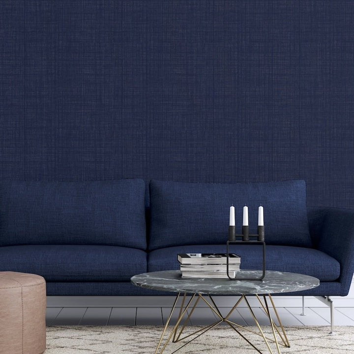  - Arthouse Weave Texture Navy Wallpaper - 946002 - Decor Warehouse