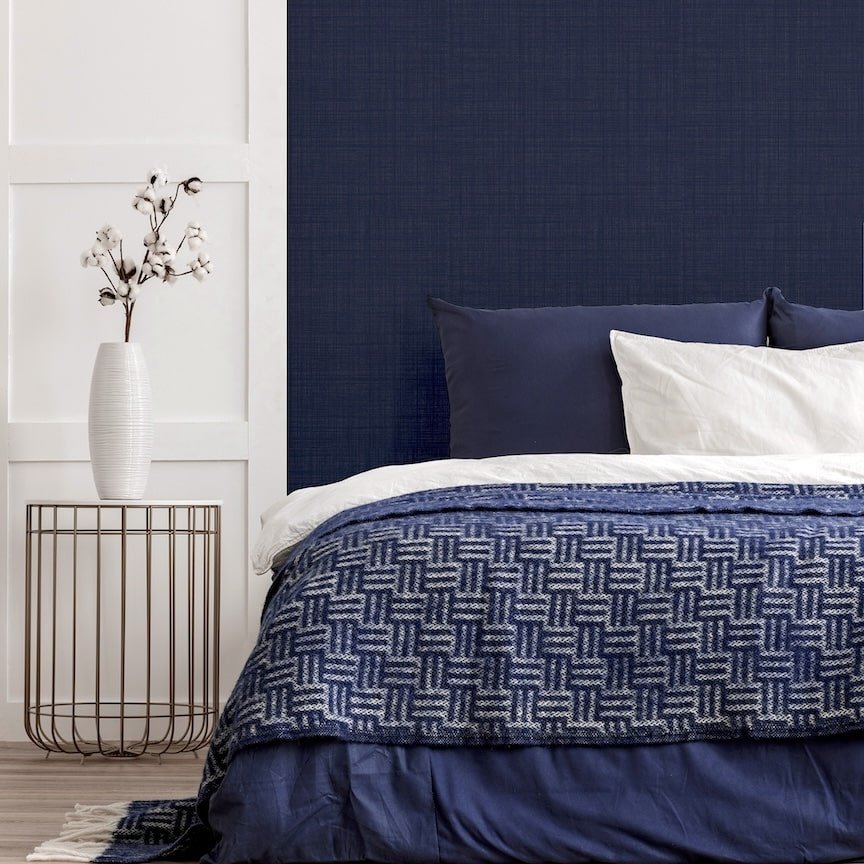  - Arthouse Weave Texture Navy Wallpaper - 946002 - Decor Warehouse