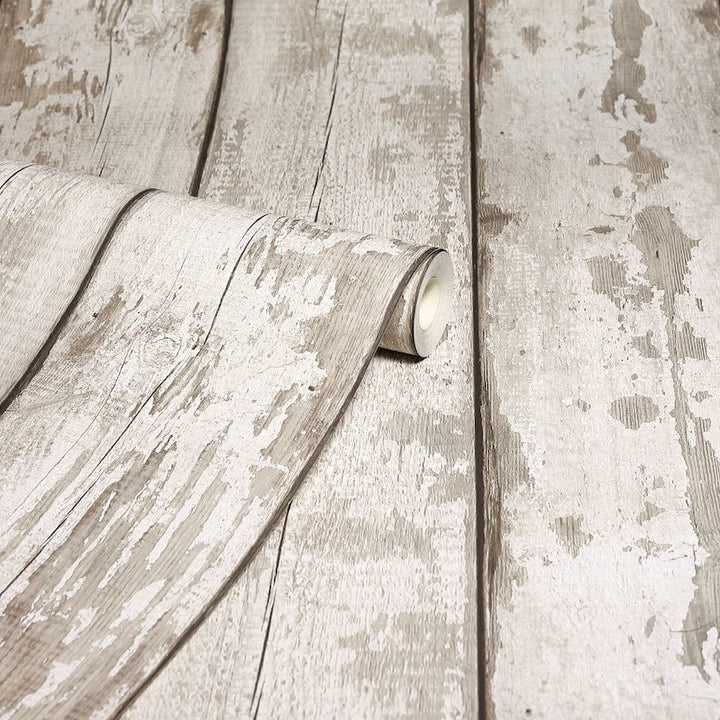  - Arthouse White Washed Wood Wallpaper - 694700 - Decor Warehouse