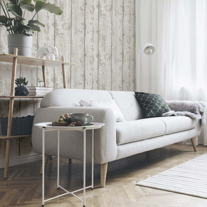  - Arthouse White Washed Wood Wallpaper - 694700 - Decor Warehouse
