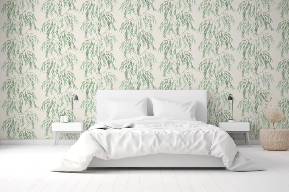- Arthouse Willow Tree White and Green Wallpaper - 925503 - Decor Warehouse