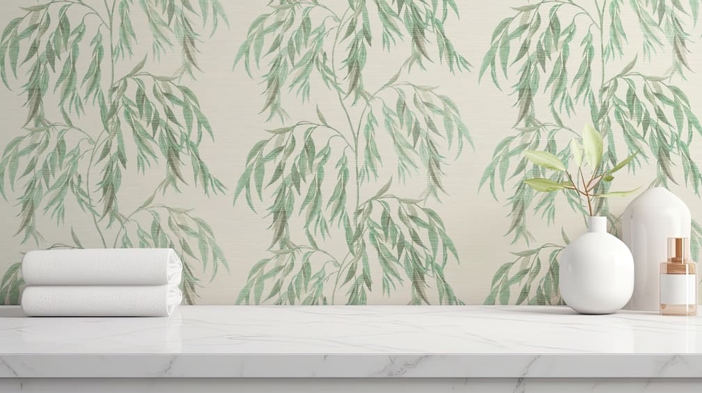 925503 - Arthouse - Arthouse Willow Tree White and Green Wallpaper - Decor Warehouse