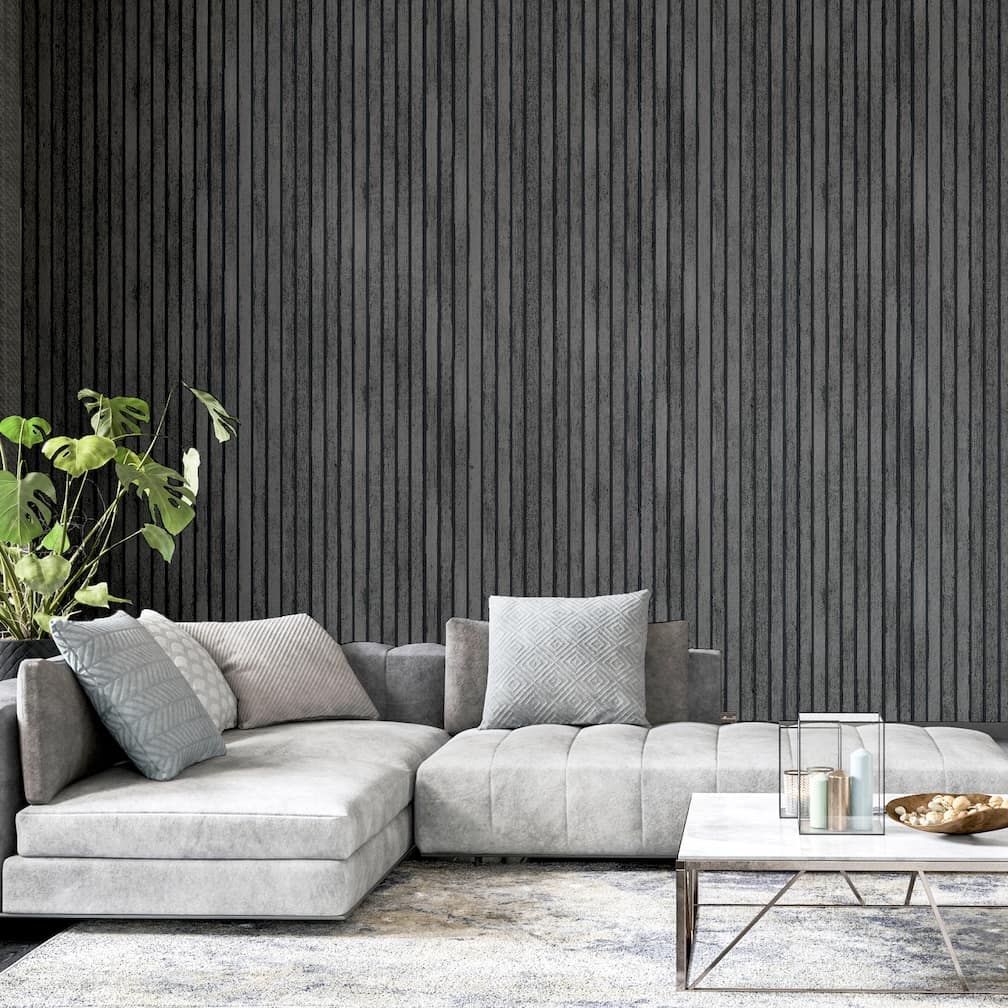  - Arthouse Wood Slats Charcoal Grey Wallpaper - 923801 - Decor Warehouse