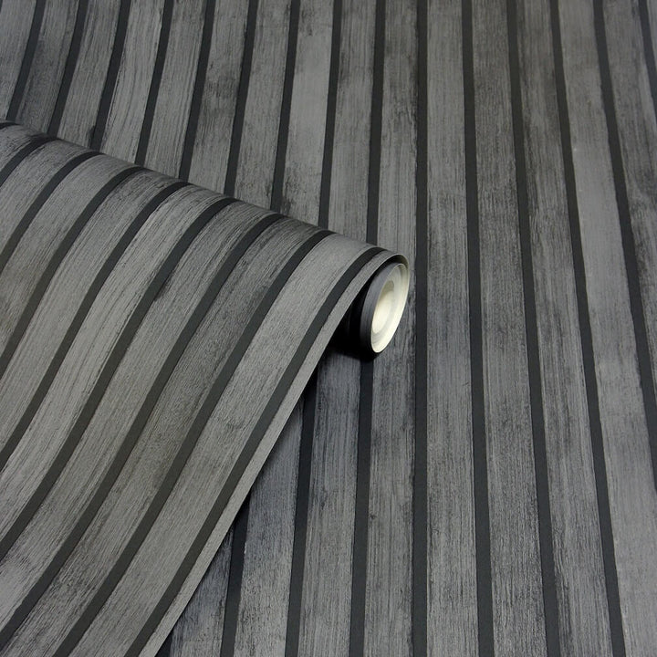 Arthouse Wood Slats Charcoal Grey Wallpaper - 923801
