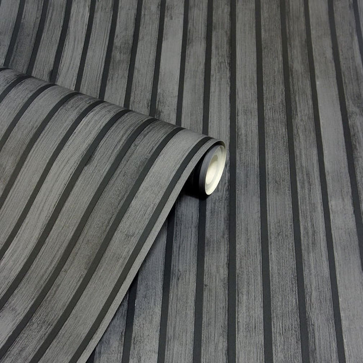 923801 - Arthouse - Arthouse Wood Slats Charcoal Grey Wallpaper - Decor Warehouse