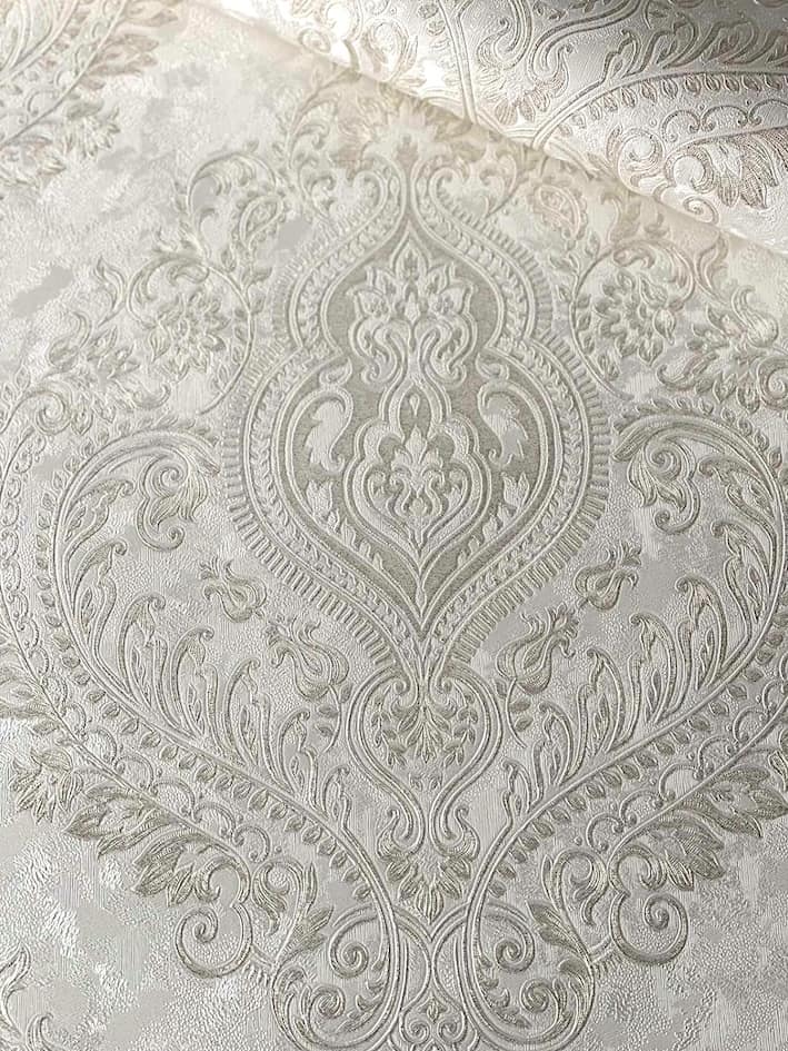  - Ashley Cream & Gold Damask Wallpaper - LT7704 - Decor Warehouse