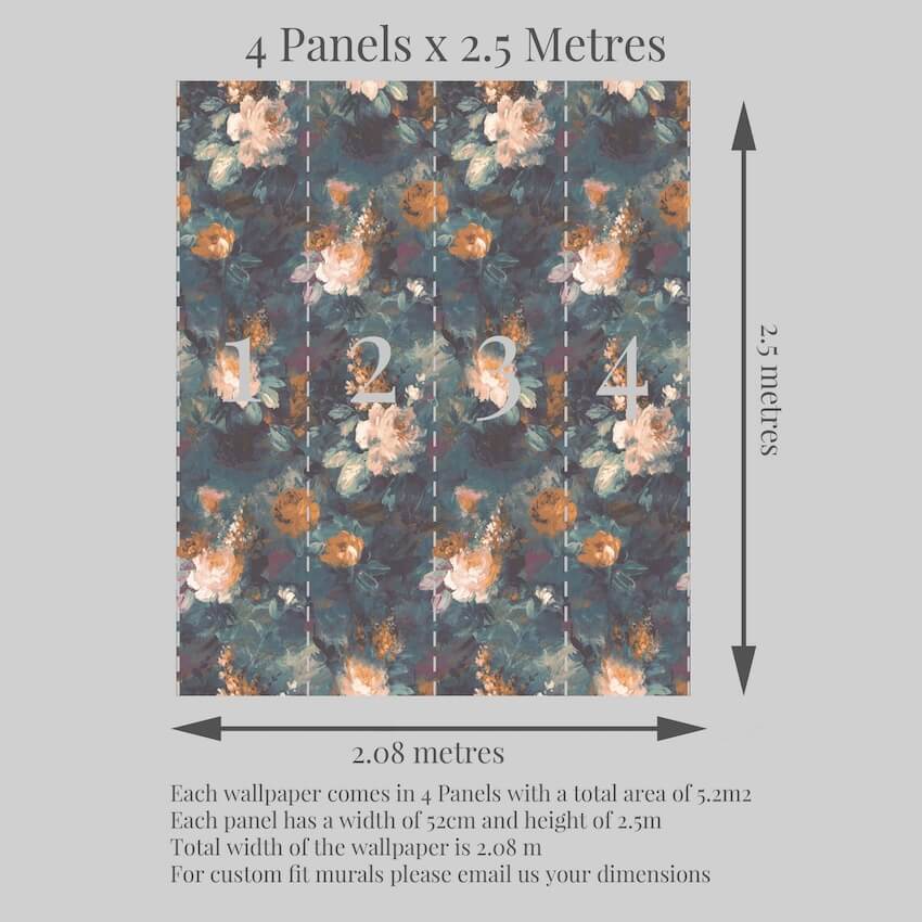  - Ava Marika Teal / Orange Wallpaper - WM - 101 - Decor Warehouse