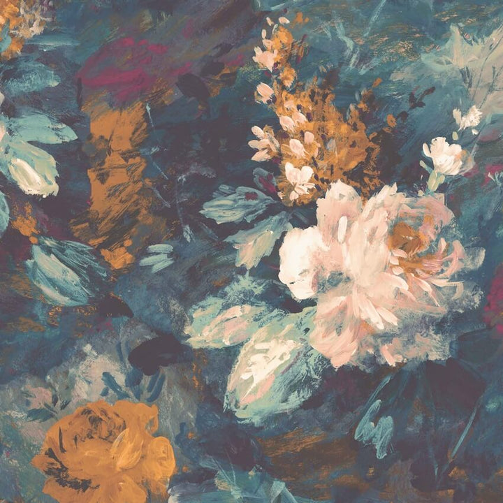 WM-101-Woodchip & Magnolia-Ava Marika Teal / Orange Wallpaper-Decor Warehouse