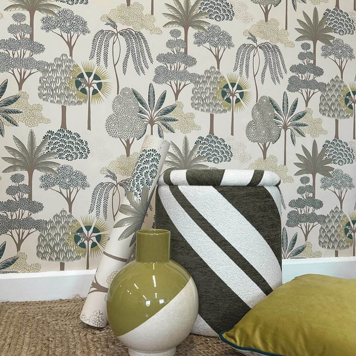 Belgravia Akiko Floral Green Wallpaper - 2331