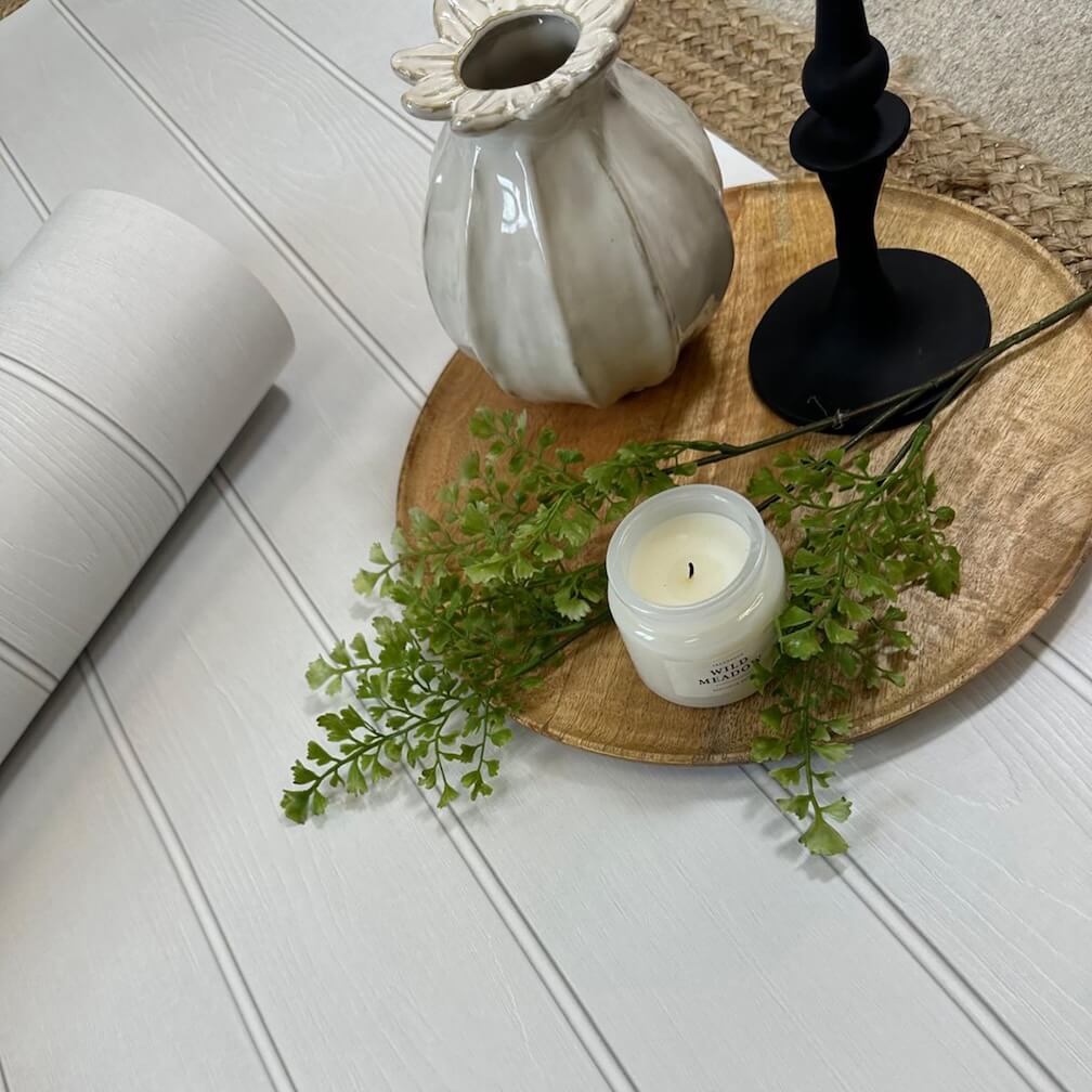 Belgravia Beaded Wood White Wallpaper - 5912