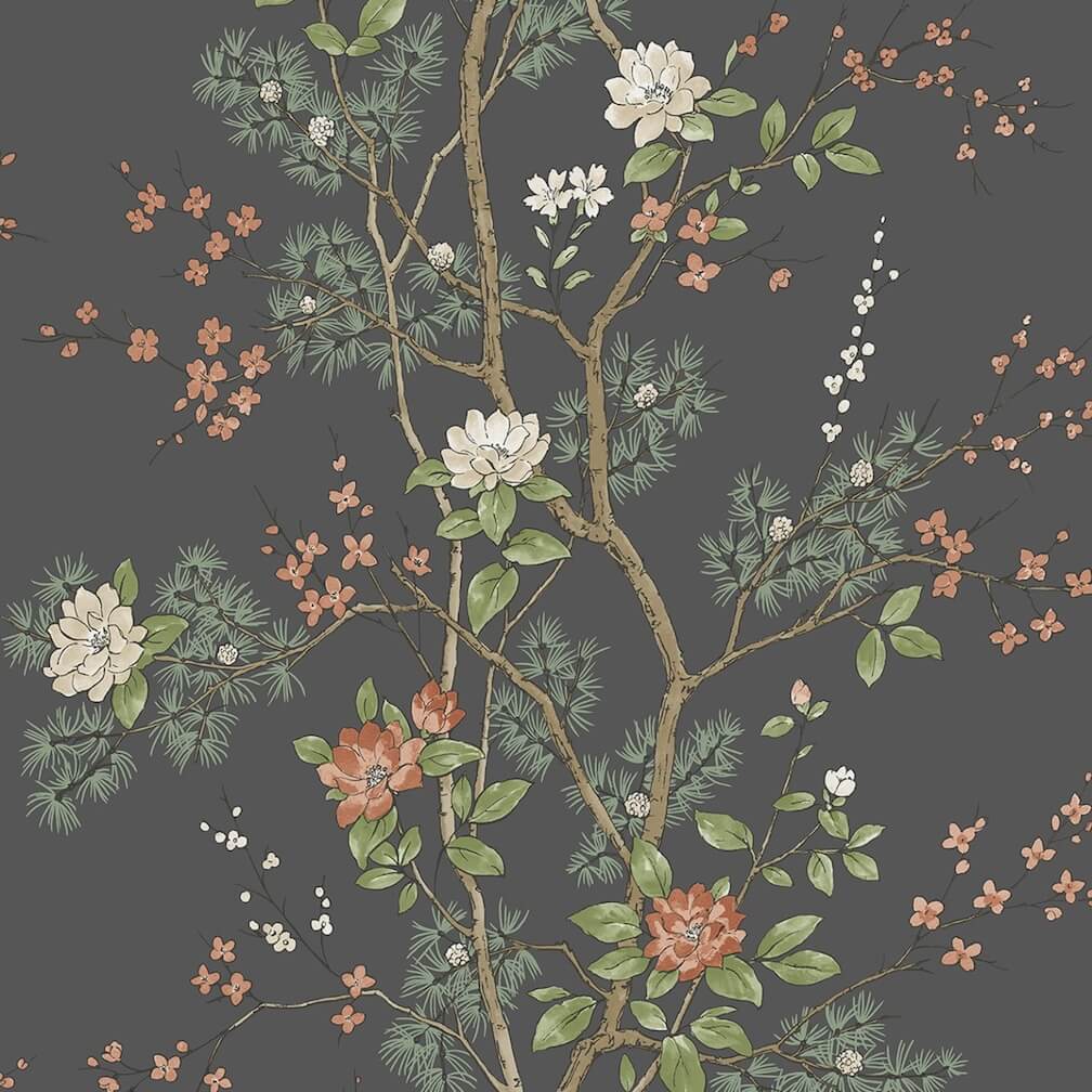 Belgravia Bridget Floral Charcoal Wallpaper - 751