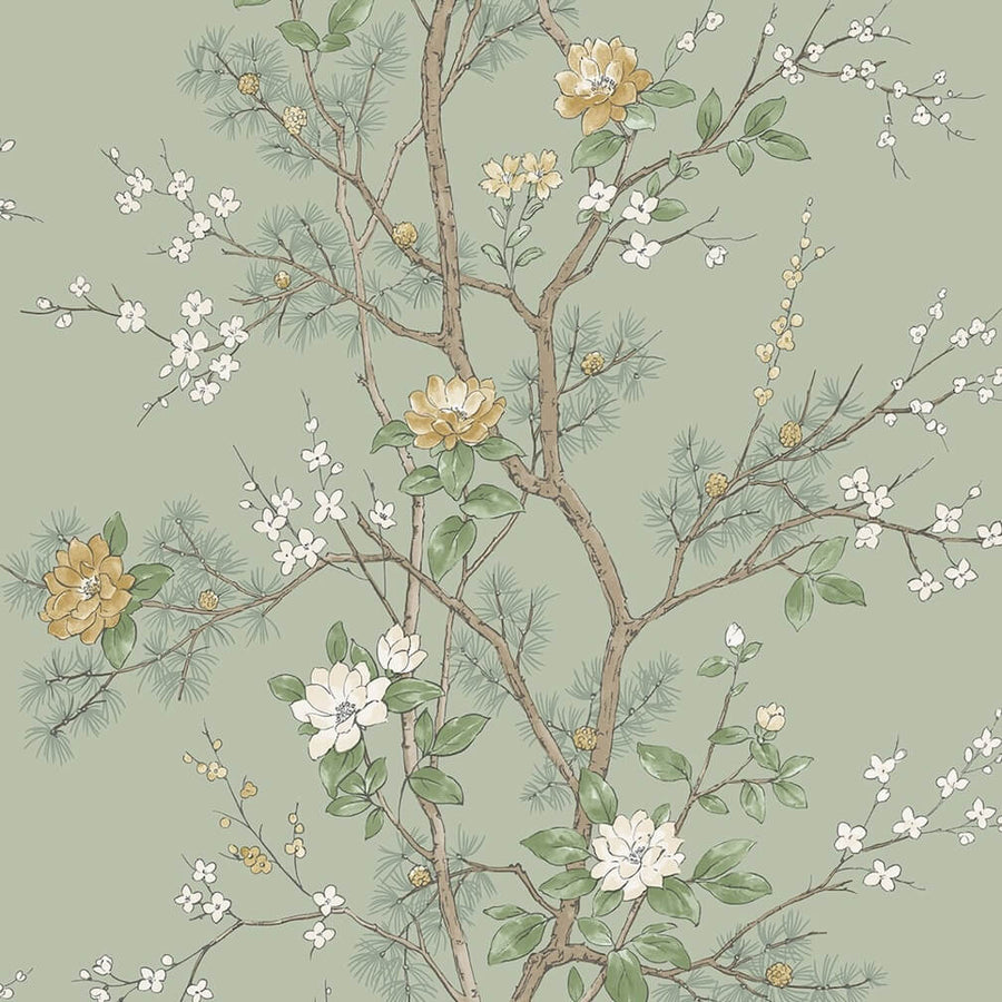 Belgravia Bridget Floral Sage Wallpaper - 752